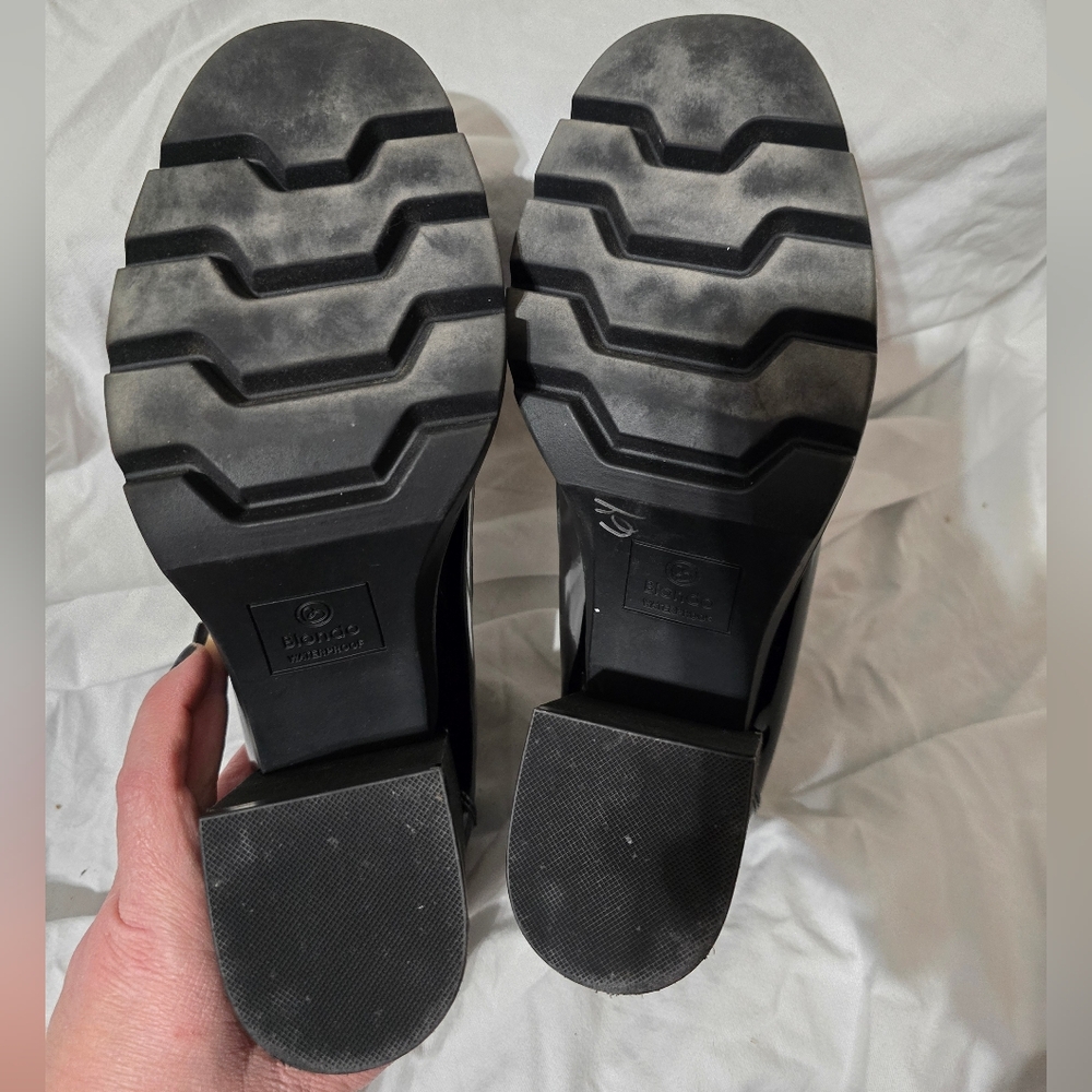 Blondo Jonah Heeled Platform Lug Sole Loafers, Black Patent Leather, Sz 11, EUC - Picture 8 of 10
